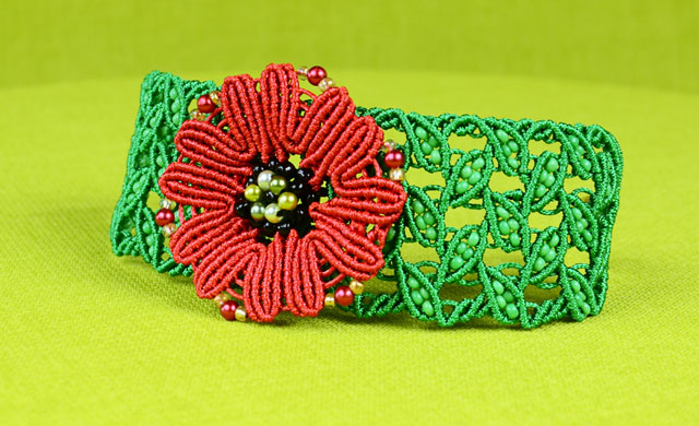 Leaf Bracelet with Poppy